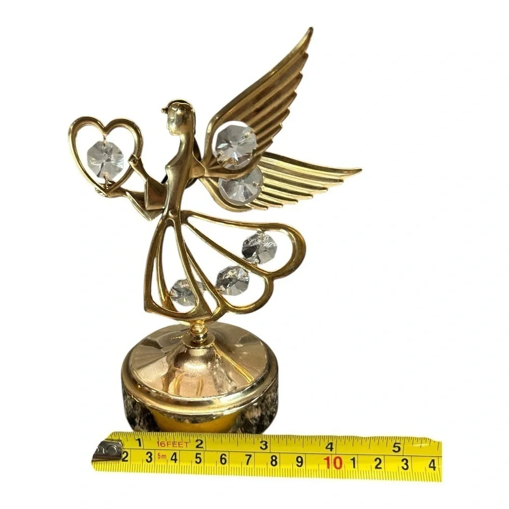 MOSCOT INC 24K Gold Plated Austrian Crystal  Picture Frame, Music Box Angel Set